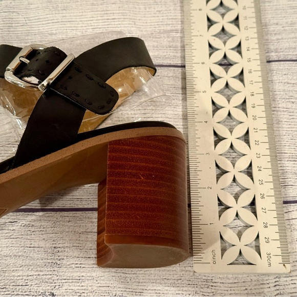 Franco Sarto Black Leather Block Heel Sandals Size 11 - Picture 9 of 14